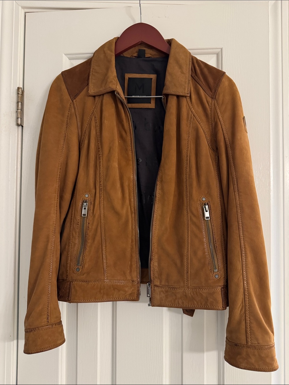 Mauritius Leather Suede Sunburst Back Women's Jacket - Tan - Picture 2 of 7